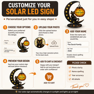Black Cat Crescent Solar Sign – Personalized Family Name & Year - Personalized Cut Metal Sign Led Solar c3b8e8aa-f1d8-4552-8060-7f801fd3e427.jpg