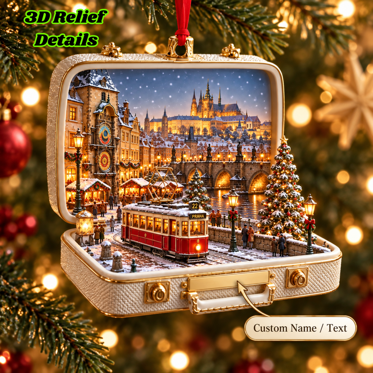 Personalized Prague 3D Suitcase Ornament – Custom Name Czech Republic Christmas Keepsake for Prague Lovers & Travelers c3c439ca-b732-4abc-8698-d1391027db5d-mockup-annotated-1789442709211.png