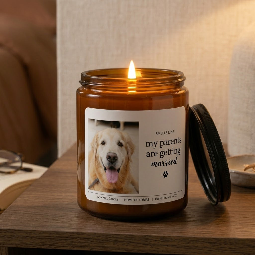 Custom Engagement Pet Candle, Custom Dog Engagement, Personalized Engagement Gifts for Couple, Newly Engaged Gifts, Custom Engaged Gift