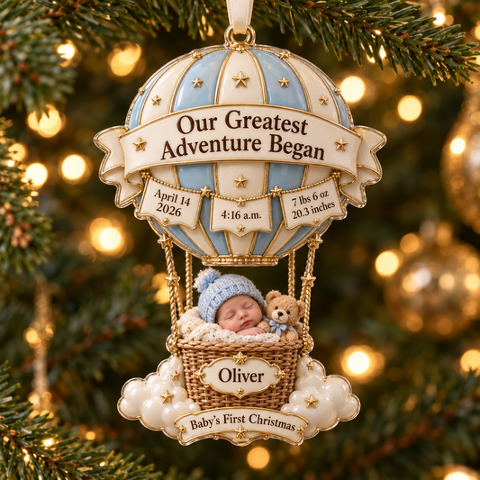 Personalized Baby’s First Christmas Ornament 2026 – Hot Air Balloon with Custom Name & Birth Stats, New Baby Keepsake Gift for Parents c3c88ad3-bc1d-44b3-aa67-0045e827b008-Oliver-s-First-Christmas-Balloon-Ornament.png