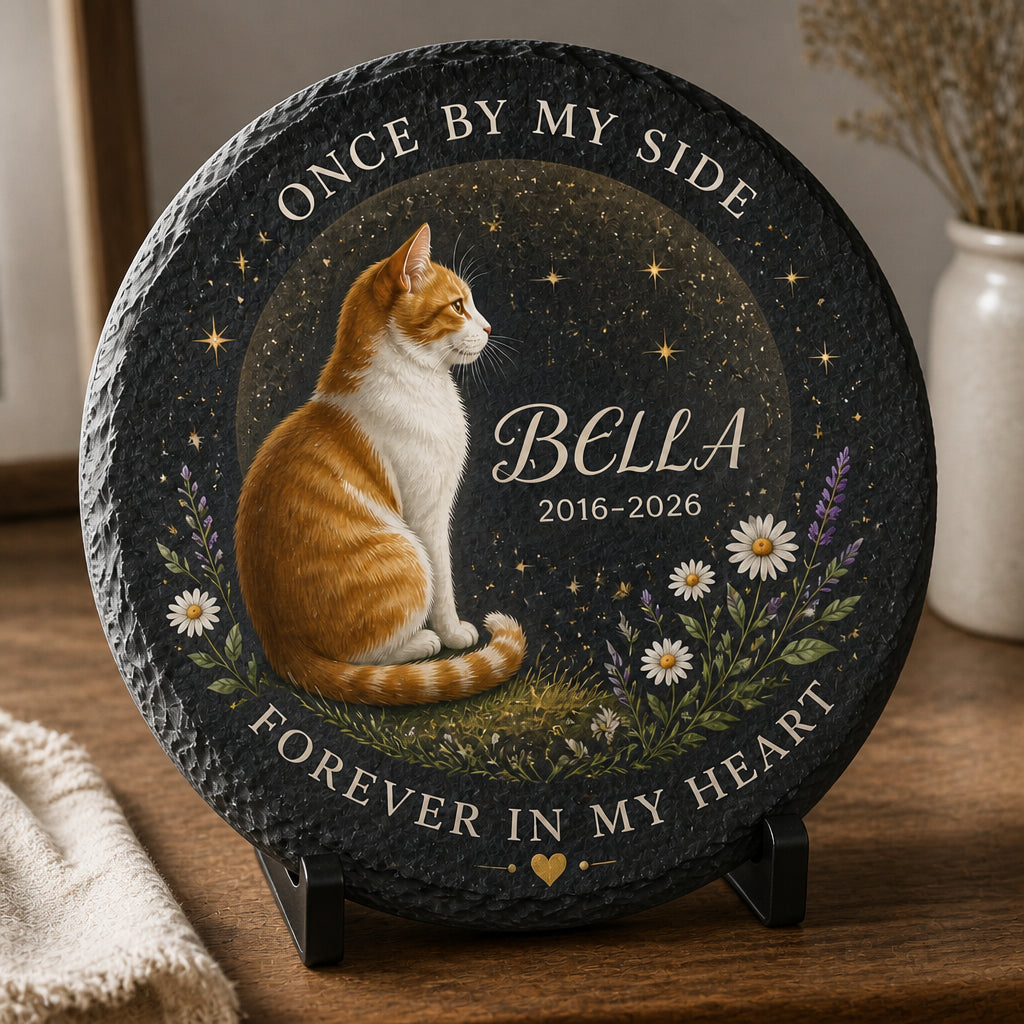 Cat Memorial Slate Stone – Once By My Side – Personalized Name & Years - Personalized Slate Memorial Stone c3d85d39-c13f-4922-ada2-dc6aee925e3a.jpg