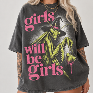 Girls Will Be Girls Shirt, Witchy Feminist Tee, Goth Summer Graphic Tee, Praying Mantis Tee, Grunge Feminist Shirt, Vintage Summerween Shirt c3de4ab7-9a13-4368-9dea-c60799c8fd8f-ds-1-.png