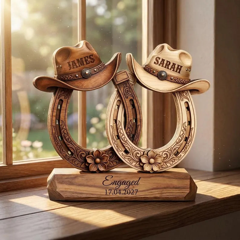 Custom Western Couple Wood Decor, Personalized Cowboy Hat Horseshoe Sign, Rustic Engagement Centerpiece, Bride And Groom Gift c3ea4971-799a-486f-869a-29f1c073b38e-ghfjutyju-6-.webp