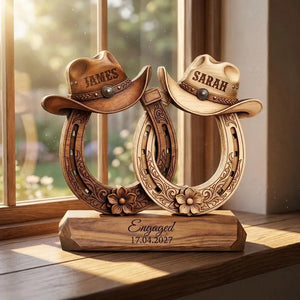 Custom Western Couple Wood Decor, Personalized Cowboy Hat Horseshoe Sign, Rustic Engagement Centerpiece, Bride And Groom Gift c3ea4971-799a-486f-869a-29f1c073b38e-ghfjutyju-6-.webp