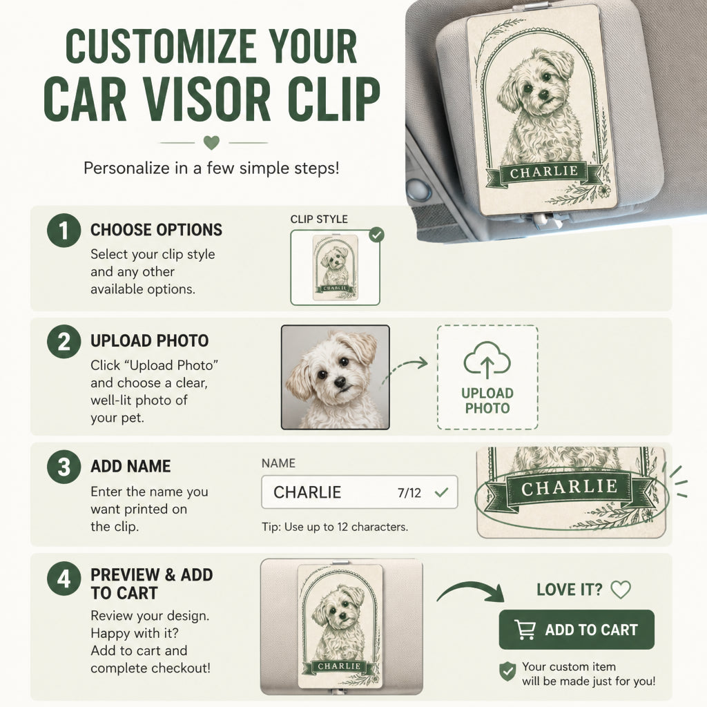 Custom Pet Cameo Car Visor Clip - Photo to Engraved Art + Name - Personalized Car Visor Clip c4008d52-df81-4a9b-a5cb-8d1adfee4aba.jpg
