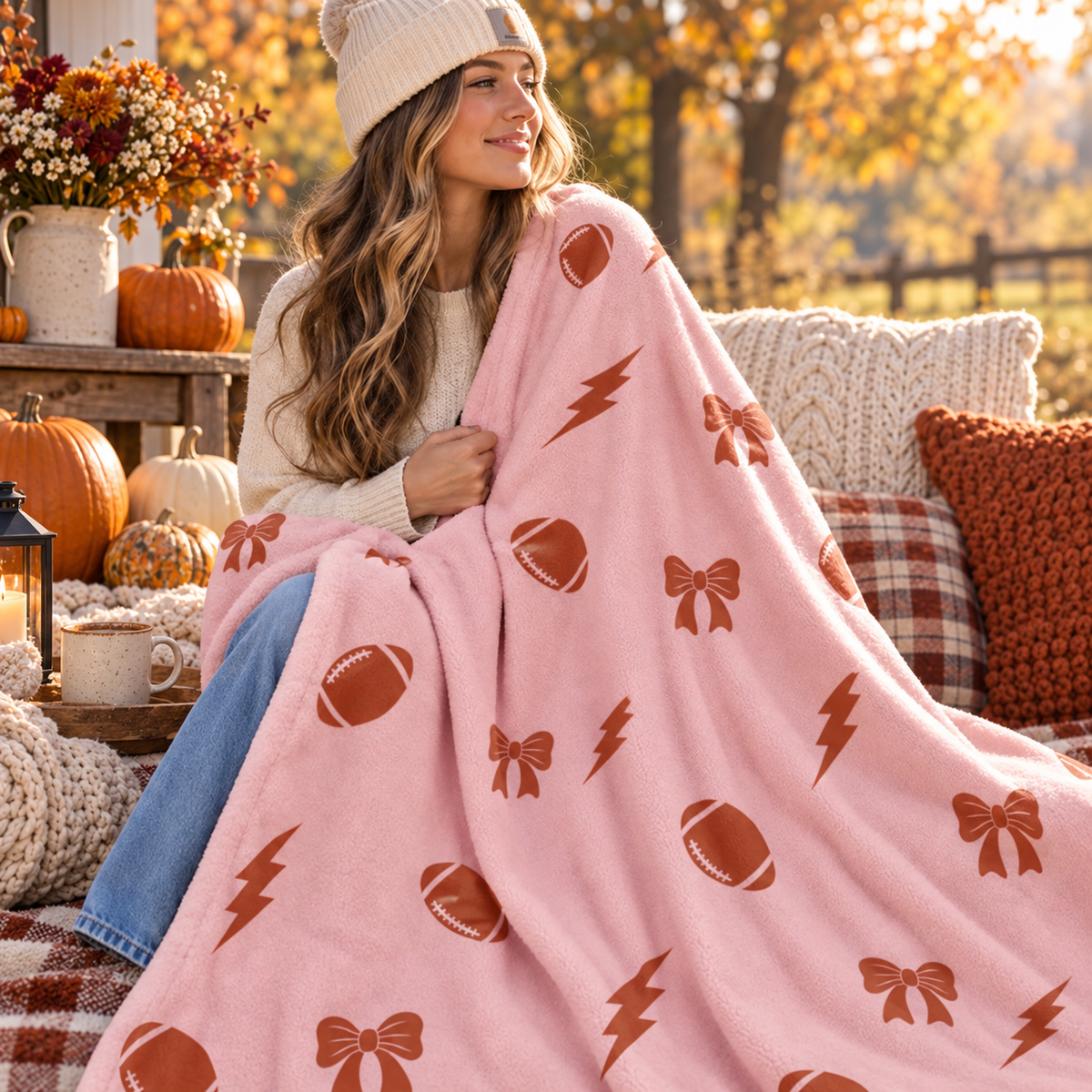 Football Blanket, Game Day Flannel Throw, Coquette Bow Football Blanket, Sports Fan Gift, Football Mom Gift, Cozy Stadium Throw c40dcb56-2e5c-40b2-bebe-012b3ede59ca-d341708a-2559-4b81-881e-50e48f83f8a0.png