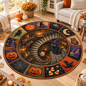 3D Quilted Halloween Round Rug, Optical Illusion Vortex Carpet, Black Cat Witch Floor Mat, Pumpkin Raven Magic Doormat, Fall Home Decor c41a9386-05eb-4e9e-b484-f8484f1580af-banner-2.png