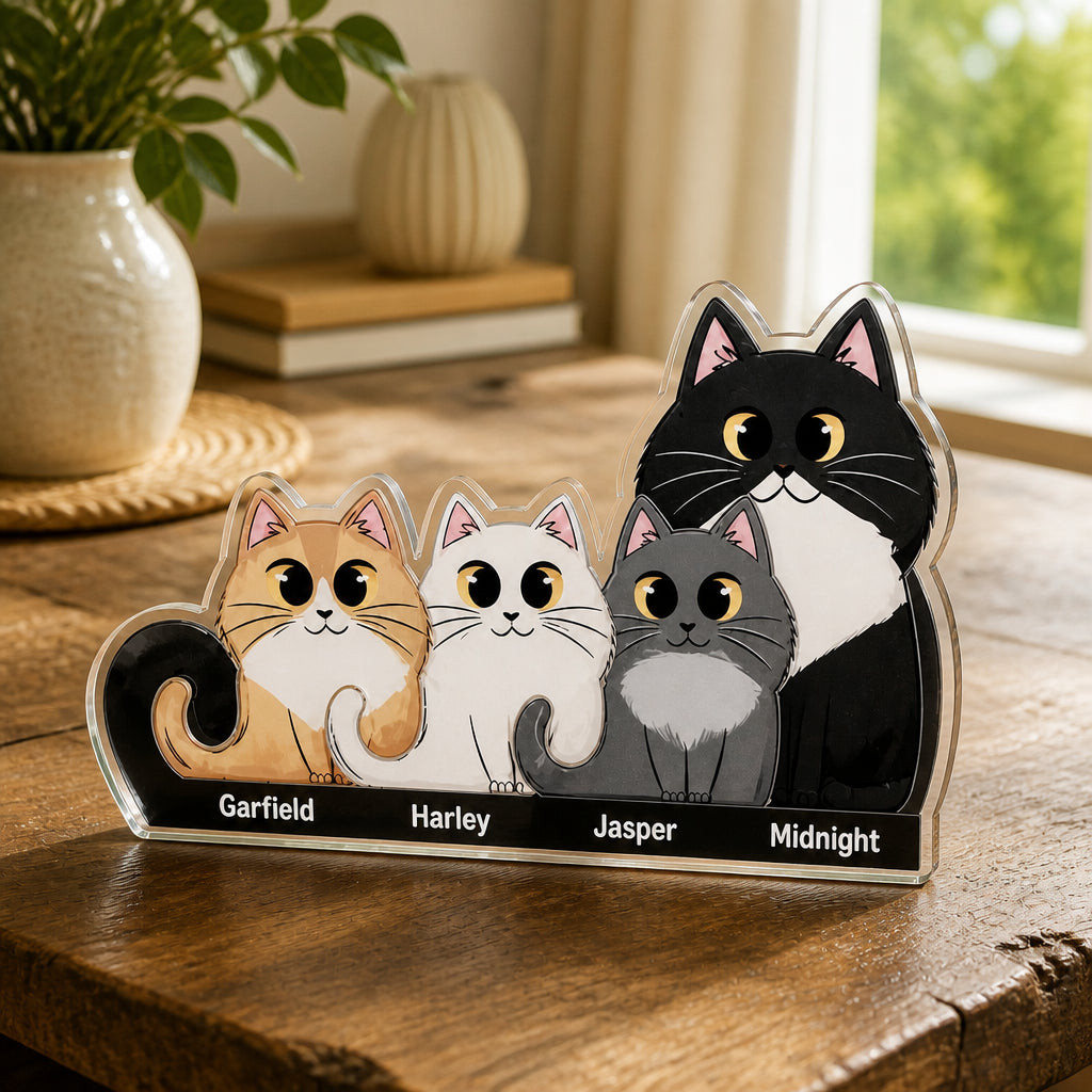Custom Cat Family Acrylic Standee – Cartoon Pet Portraits with Nameplates - Personalized Acrylic Custom shape Standing 1 layer (FS) c4465e43-526e-4491-b11a-4e0631878ee1.jpg