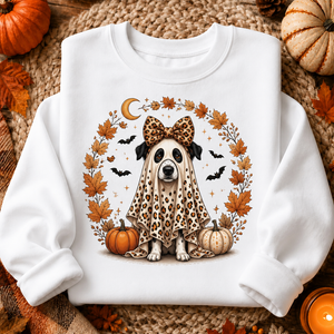 Spooky Cute Leopard Ghost Dog Fall Sweatshirt - Personalized Sweatshirt c448689b-e8c2-4eca-b38e-ab474e777377.png