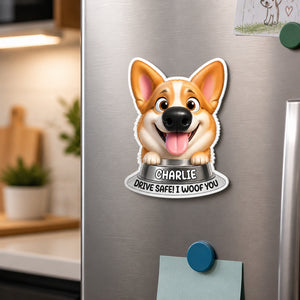 Custom Pet Cartoon Fridge Magnet – Drive Safe | Name + Photo Upload - Personalized Custom Shape Fridge Magnet c4746fe1-6a42-4c0e-928d-293cc20e279d.jpg