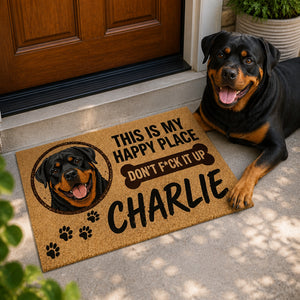 Rottweiler Happy Place Personalized Doormat - Personalized Doormat c485670b-6ebf-4344-bab7-5a1e51f5bce4.jpg
