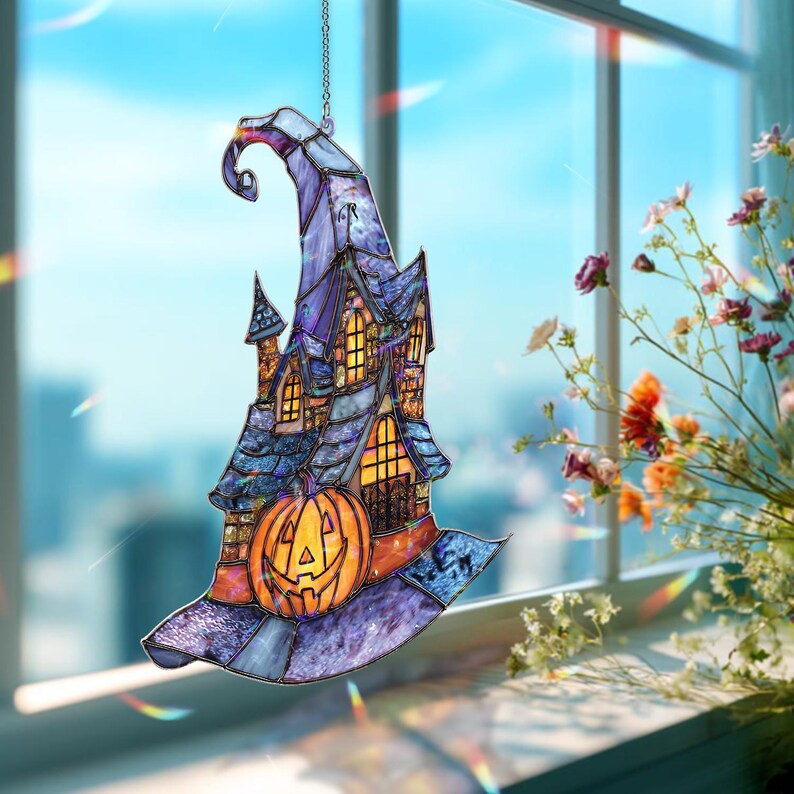 Halloween Haunted House Acrylic Suncatcher, Stained Glass Witch Hat & Pumpkin Window Hanging Decor c4856a06-7e2c-4223-a586-6f7117197774-b2.jpg