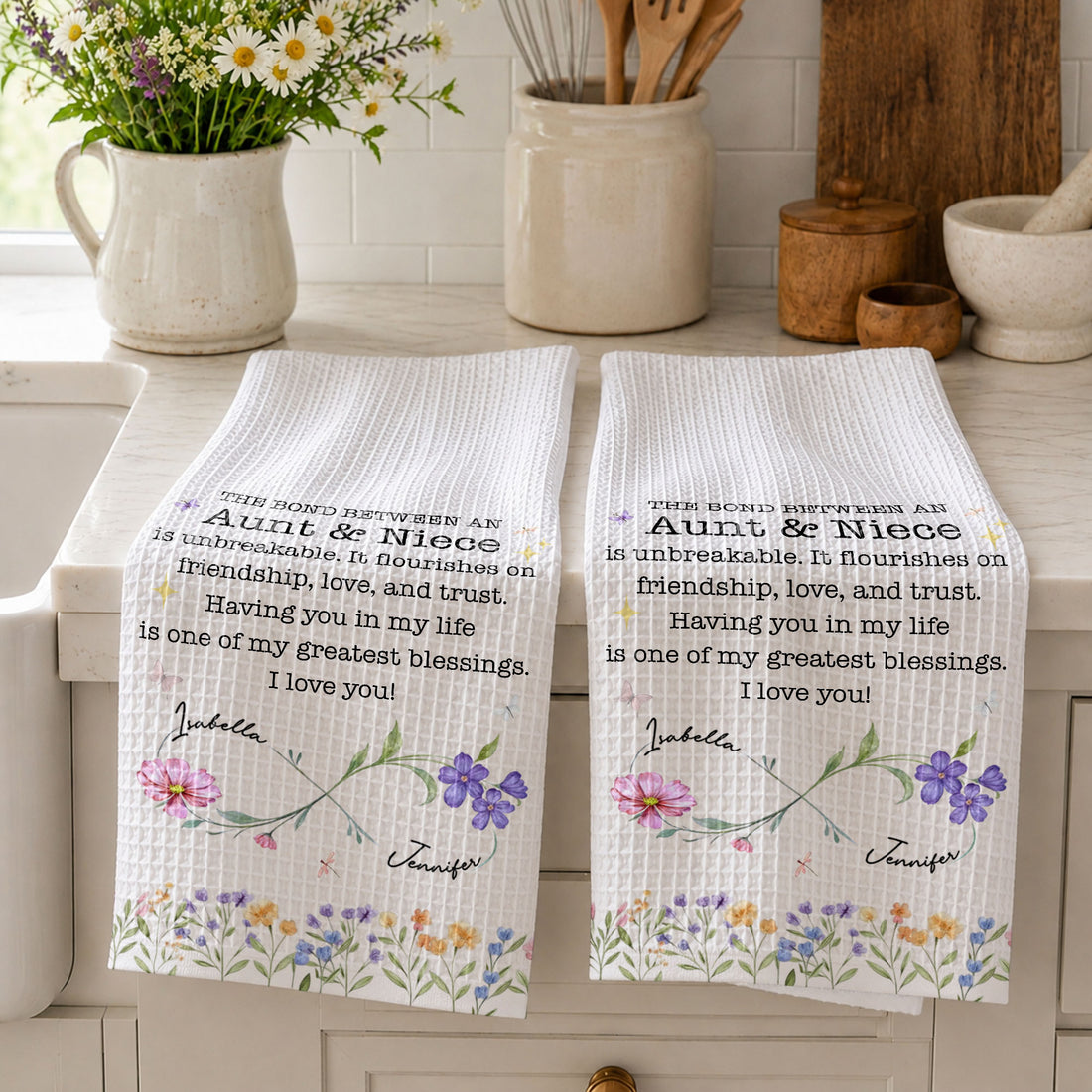 The Bond Between An Aunt & Niece, Personalized Kitchen Towel, Gift For Aunt c48d0ab4-83ed-4dd5-9150-c34aa9859d8e-banner-3.jpg