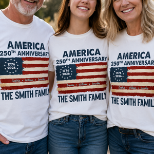 Patriotic 250th Anniversary Family Names - Personalized T Shirt