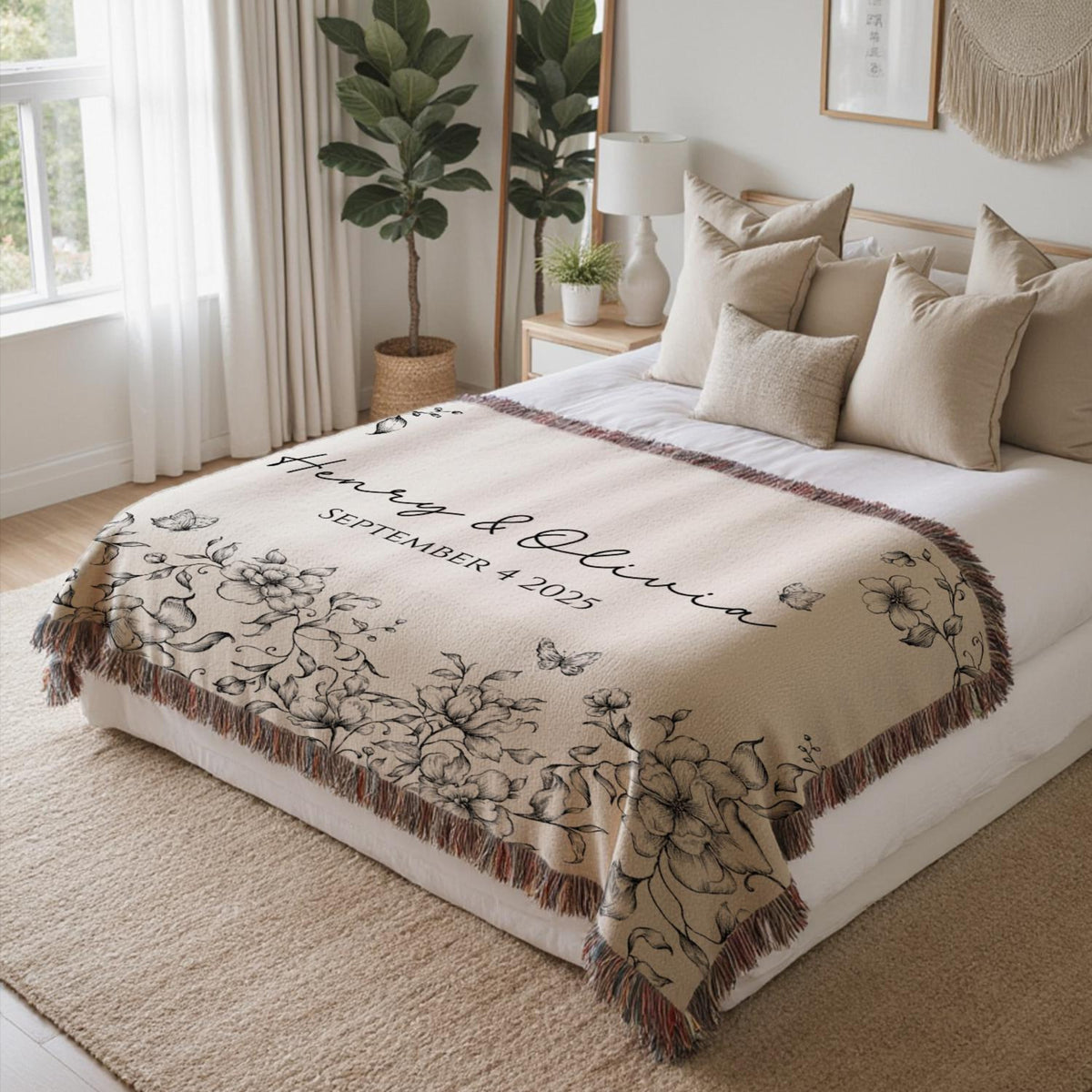 Personalized Wedding Blanket with Names & Date, Anniversary Engagement Throw, Custom Couple Gift, Bridal Shower or Bachelorette Present c4dacf9b-61fe-42b2-ae37-a21966a8092d-3.jpg