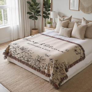 Personalized Wedding Blanket with Names & Date, Anniversary Engagement Throw, Custom Couple Gift, Bridal Shower or Bachelorette Present c4dacf9b-61fe-42b2-ae37-a21966a8092d-3.jpg