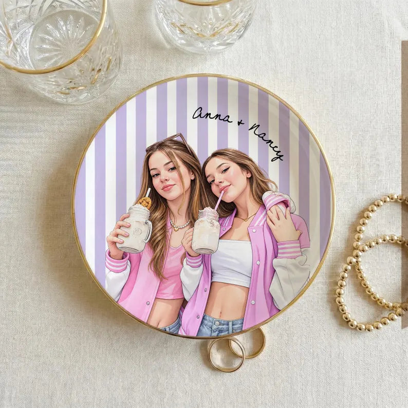 Personalized Friend Photo Ring Dish, Watercolor Portrait Keepsake, Custom Friendship Gift c4f8dd41-e092-4974-bbc4-277632de5f27-gfgfg-6-.webp
