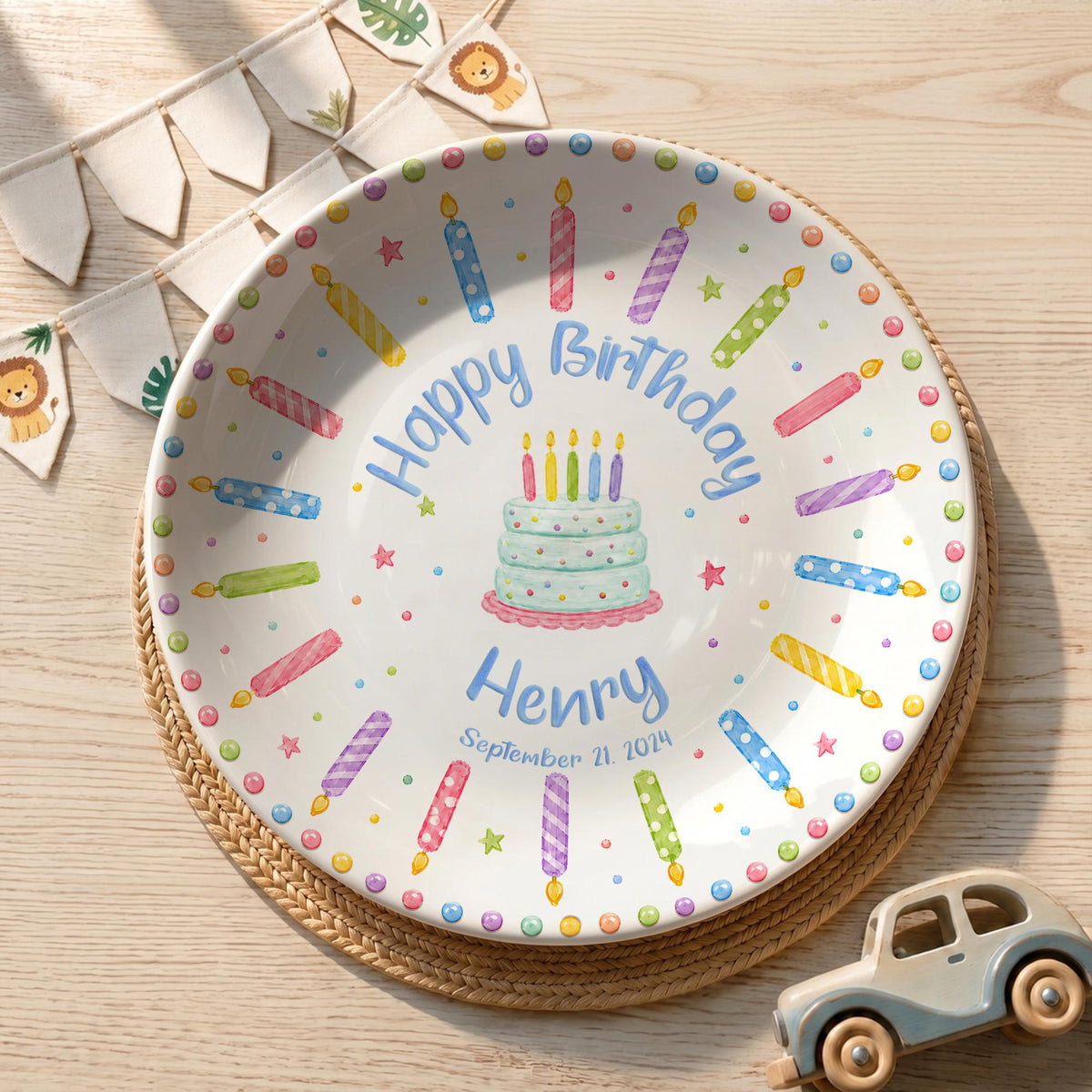 Personalized Birthday Plate, Custom Cake Candle Plate, Colorful Birthday, Kids Birthday Gift, Party Plate, Birthday Serving Tray c5087874-ac44-4fa7-b8f3-eee01211abc5-4.jpg