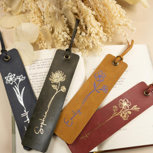Custom Leather Bookmark with Birth Flower, Personalized Birthday Gift for Book Lovers, Bridesmaid Gift, Wedding Gift c5181b6d-d9df-4e69-a4e0-30cbe630e859-1.jpg