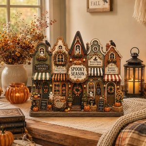 Halloween Village Wooden Block, Spooky Season Main Street Decor, Pumpkin Ghost Fall Shelf Sign, Rustic Tiered Tray Home Gift for Halloween c5225336-4aca-4517-8589-c71b1036621f-1.jpg