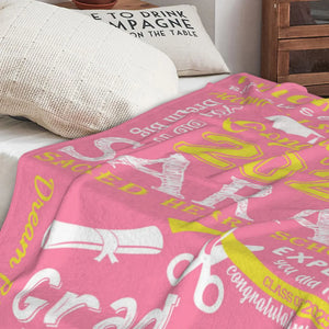 Personalised Graduation Inspiration Multicolor Soft Fleece Name Blanket with Year and School Name Class of 2025 Graduation Gift for Graduate