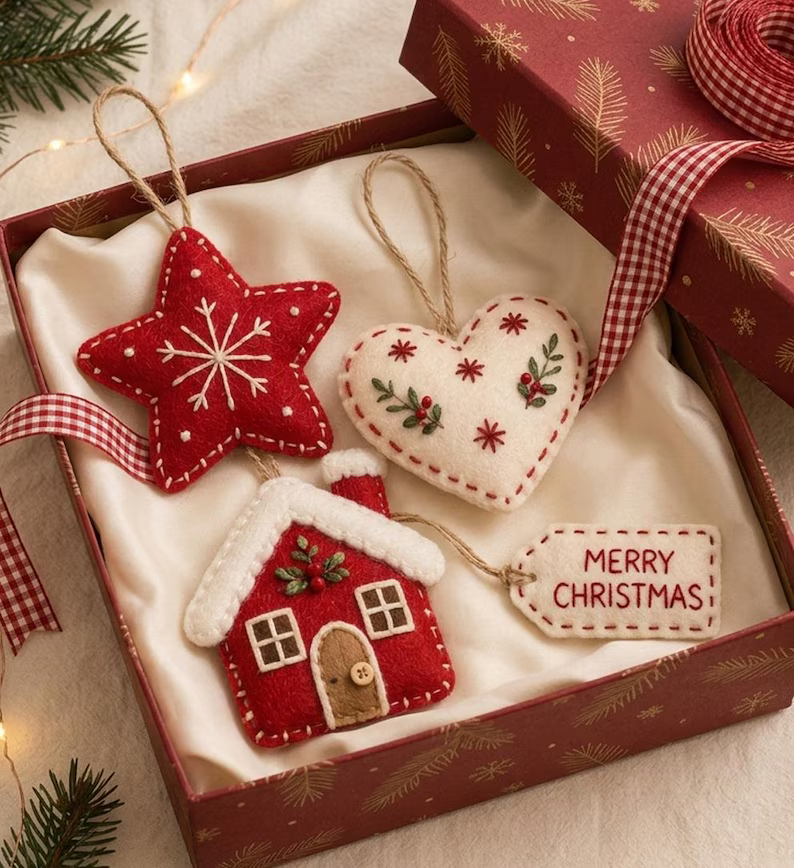 Handmade Christmas Felt Ornament Set, Santa, Snowman & Reindeer Tree Decorations, Traditional Winter Holiday Decor, Cute Christmas Gift c55ba825-f219-4280-9d7a-4660a590b53b-c1_converted.png