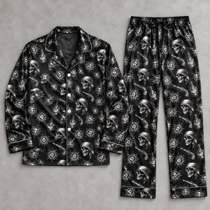 Cool Pirate Skull Pajama Set, Black Satin with Nautical Crossbones Print, Gothic Sleepwear with Pocket, Short & Long Sleeve, Gift For Hims c576c652-7cd2-4c7a-a312-bc3550a5f994--ng-h-i-t-c-satin-en-2.png