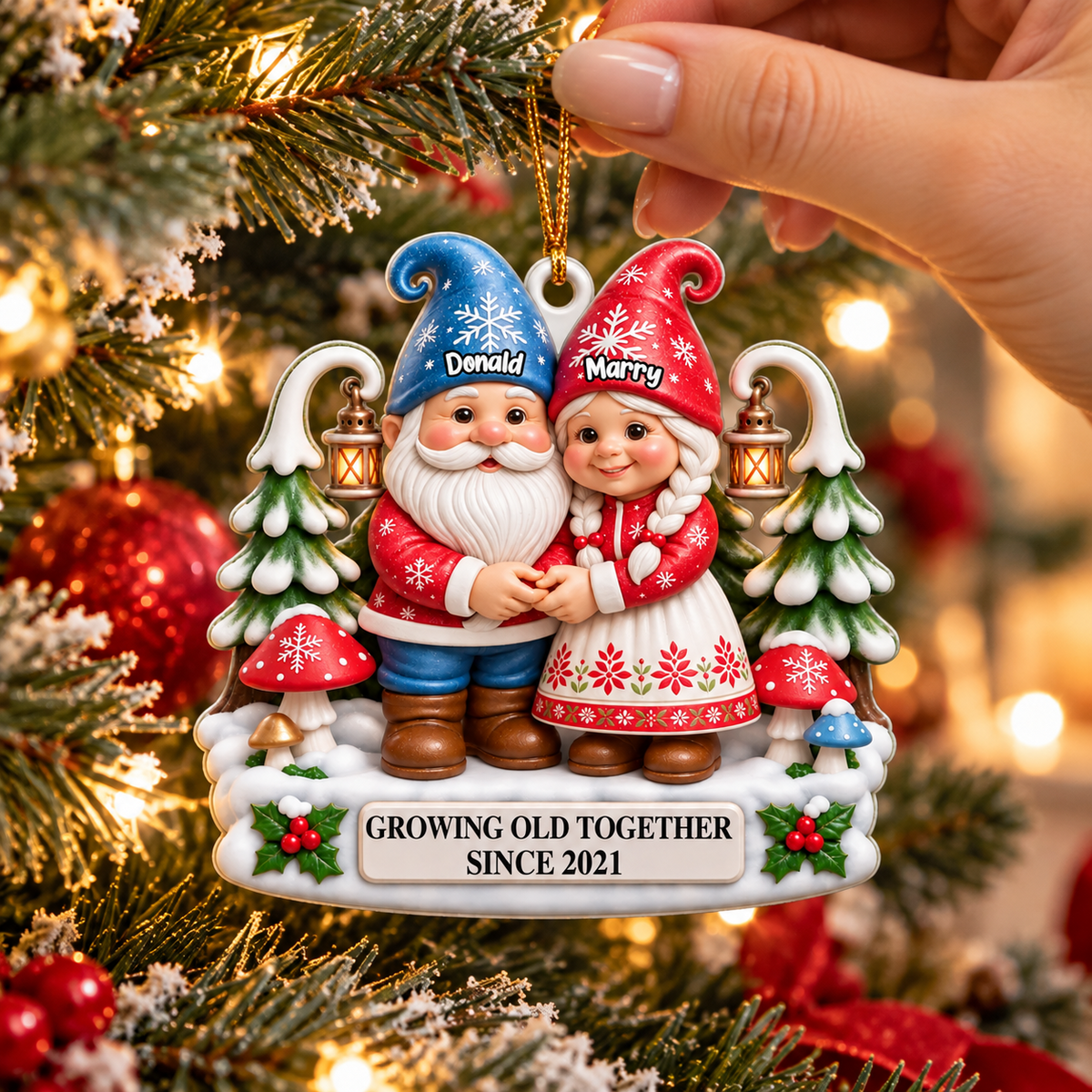 Christmas Gnome Couple Growing Old Together - Personalized Custom Shaped Acrylic Ornament c588208f-4524-4c94-8c16-26f14375eb09-banner-1-.png