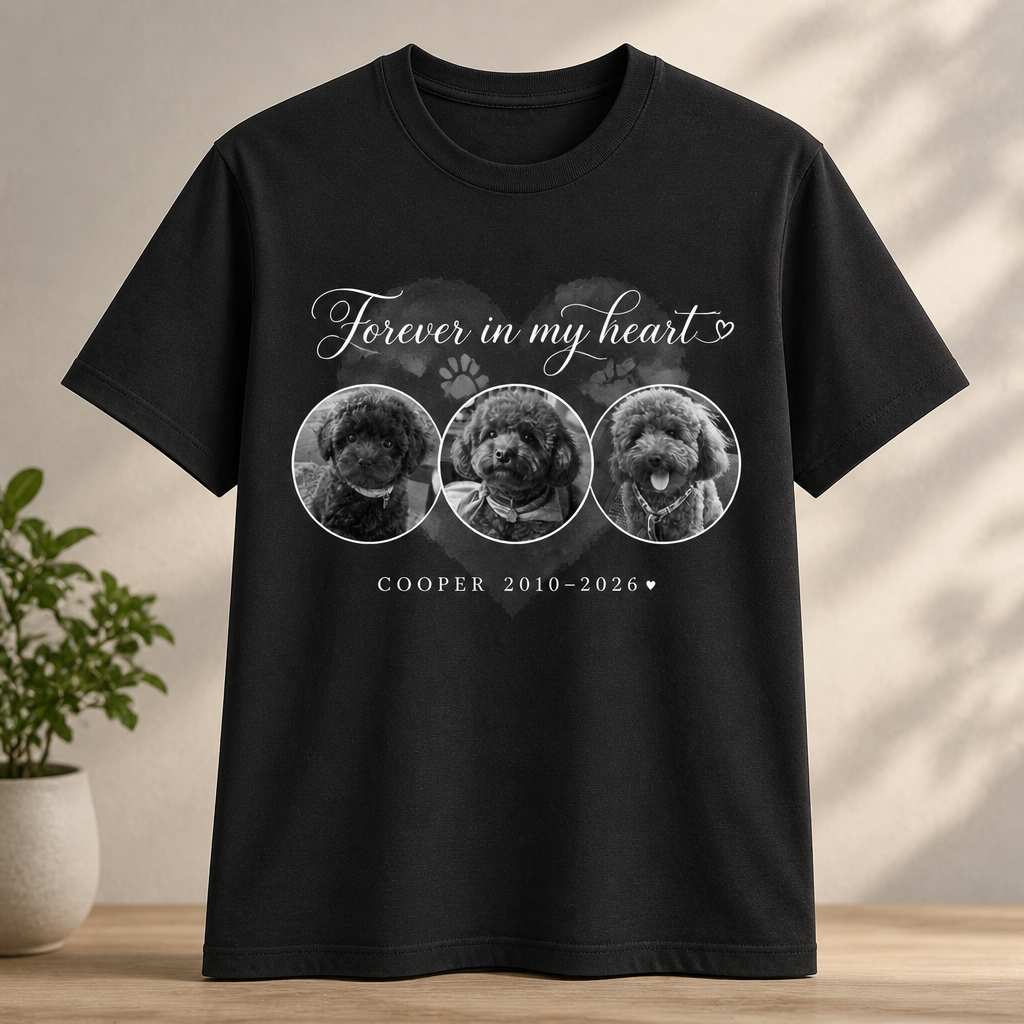 Forever In My Heart Pet Memorial Photo Tee (3 Photos) - Personalized T-shirt c5cf4d36-969f-457d-86b2-6c7e0da7043d.png