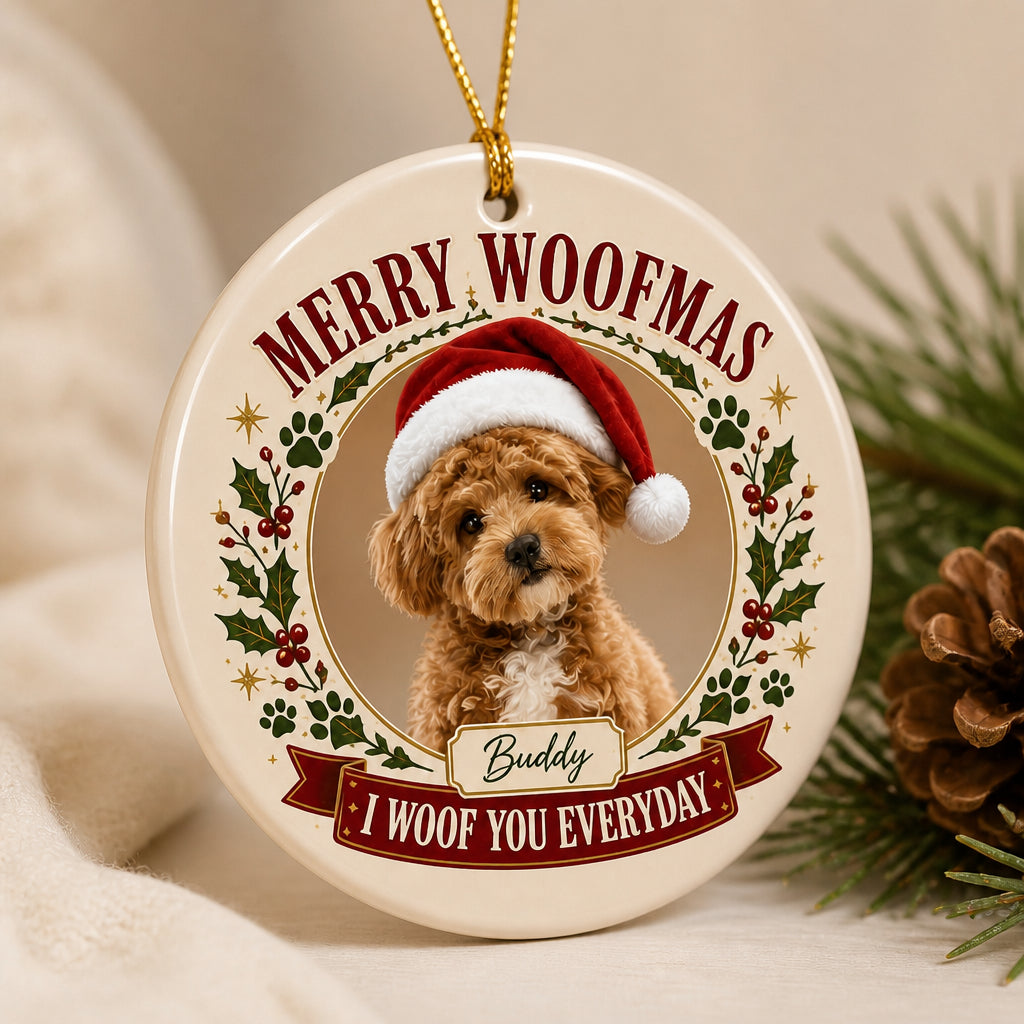 Merry Woofmas Pet Photo Ornament – I Woof You Everyday - Personalized Ornament c5dbf58e-69b6-40b8-9aac-61e2311dcdfd.jpg