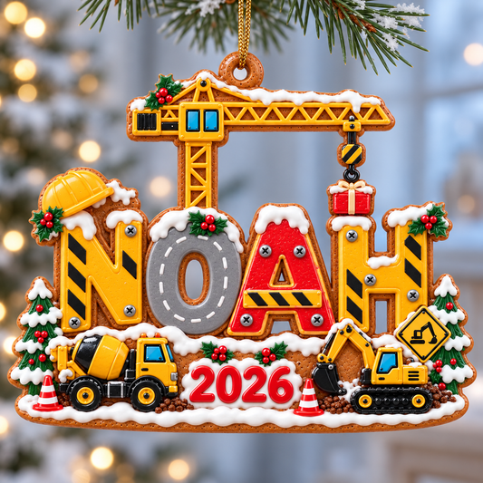 Personalized Construction Christmas Ornament 2026 – Custom Name with Excavator, Crane and Cement Mixer, Christmas Gift for Kids c5e4bdc8-f539-4537-9f45-537a33f9ea8c-Noah-s-2026-Gingerbread-Construction-Ornament.png