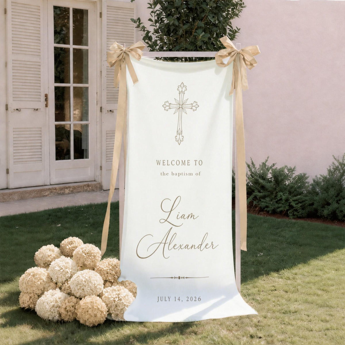 Custom Baptism Welcome Banner, Cross Ceremony Decor c5f03495-1266-4b43-992f-8cdaed94746d-4.jpg