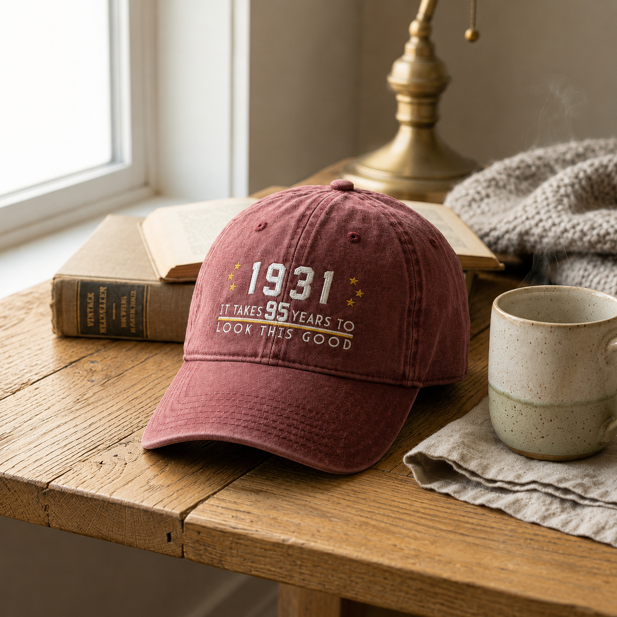 95th Birthday Gift Custom Embroidered Hat Aged to Perfection 1931 Personalized Vintage Dad Hat