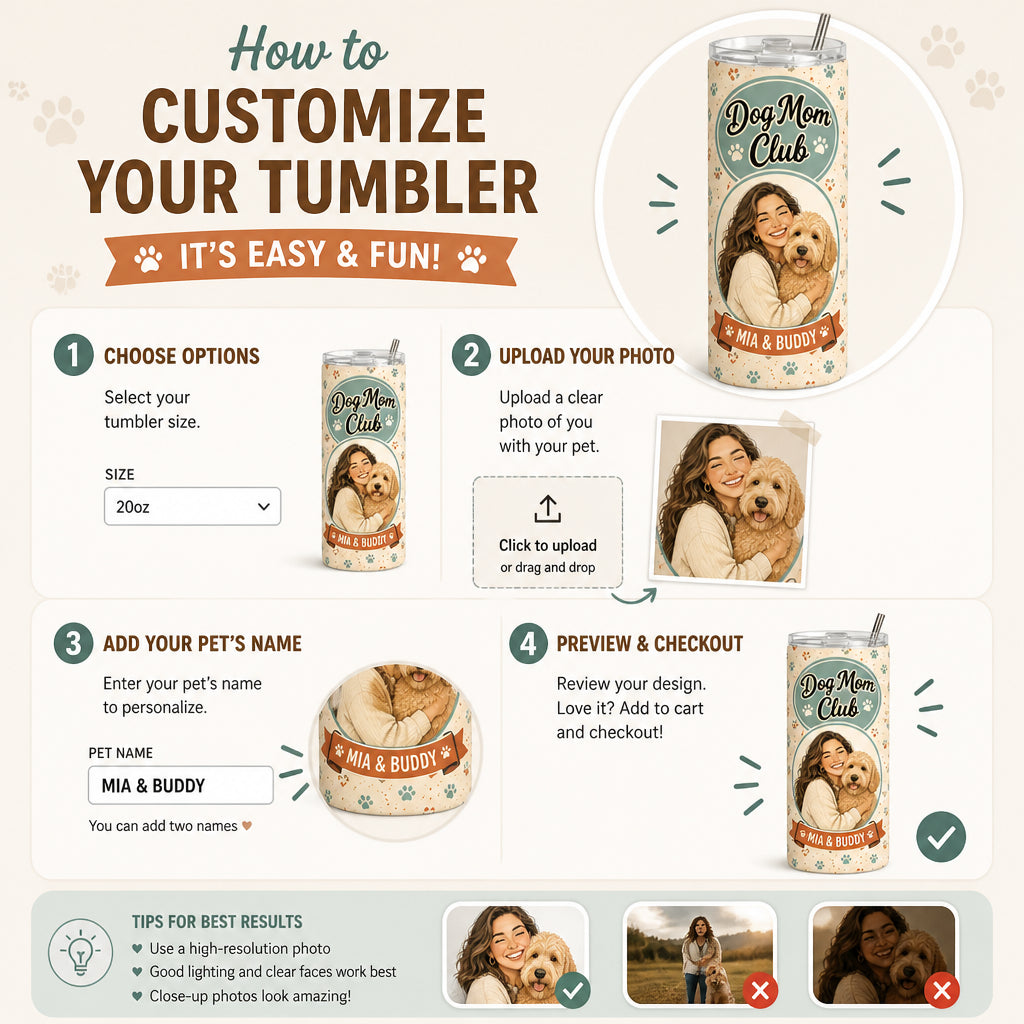 Dog Mom Club Custom Pet + Person Portrait Tumbler - Personalized Tumbler c60c57a7-6789-4d32-9413-daf3c86ffade.jpg