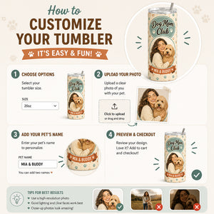 Dog Mom Club Custom Pet + Person Portrait Tumbler - Personalized Tumbler c60c57a7-6789-4d32-9413-daf3c86ffade.jpg
