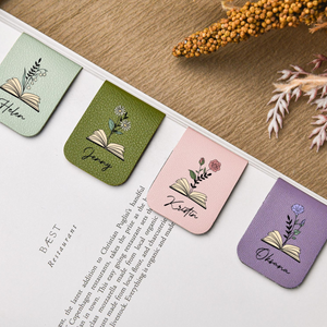 Personalized Birth Flower Magnetic Bookmark, Custom Name Leather Bookmark, Birthday Gift For Book Lover c610787a-bf29-49fe-8e19-d77c9fd142ea-4.png