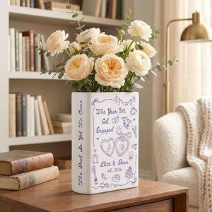 Personalized Engagement Gifts, The Year We Got Engaged Ceramic Book Vase, Custom Couple Name Wedding Gifts, Bride to Be Gift, Newlyweds Gift c61509ec-7d96-4725-8673-1ff5c3e13740-uilio-4-.jpg
