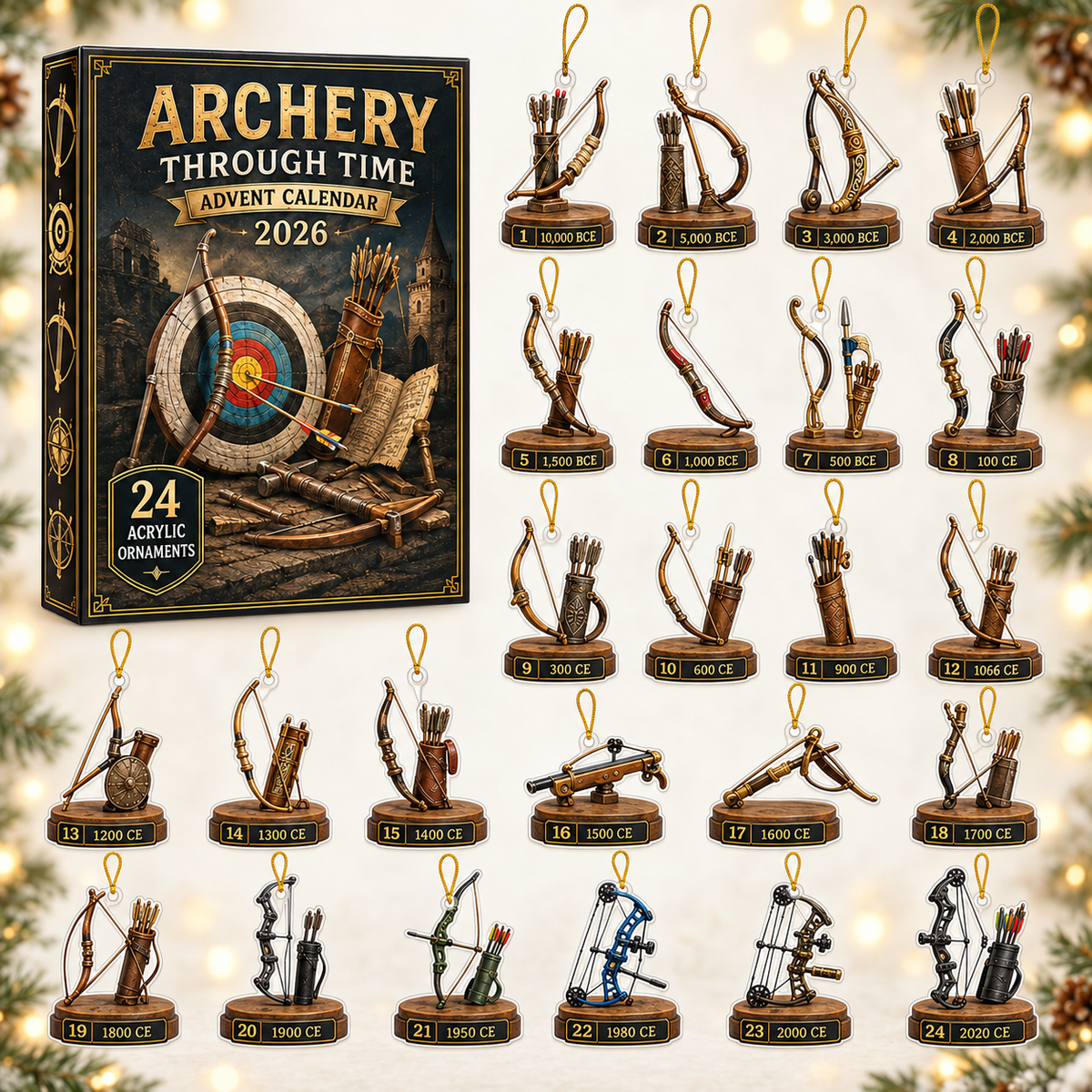 Archery Through Time Advent Calendar 2026 - 24-Day Festive Countdown, Acrylic Charms Blind Box - Gift For Archery Lovers c61f62f6-4b97-4263-bcd8-e12ea5193dfb-archery-box-charms.png