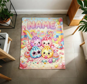 Custom Name Squishy Bao Blanket, Pastel Kawaii Dumpling Fleece Throw, Baby Shower Gift c6363afc-dd5d-4186-898d-57f73a13362b-4.jpg