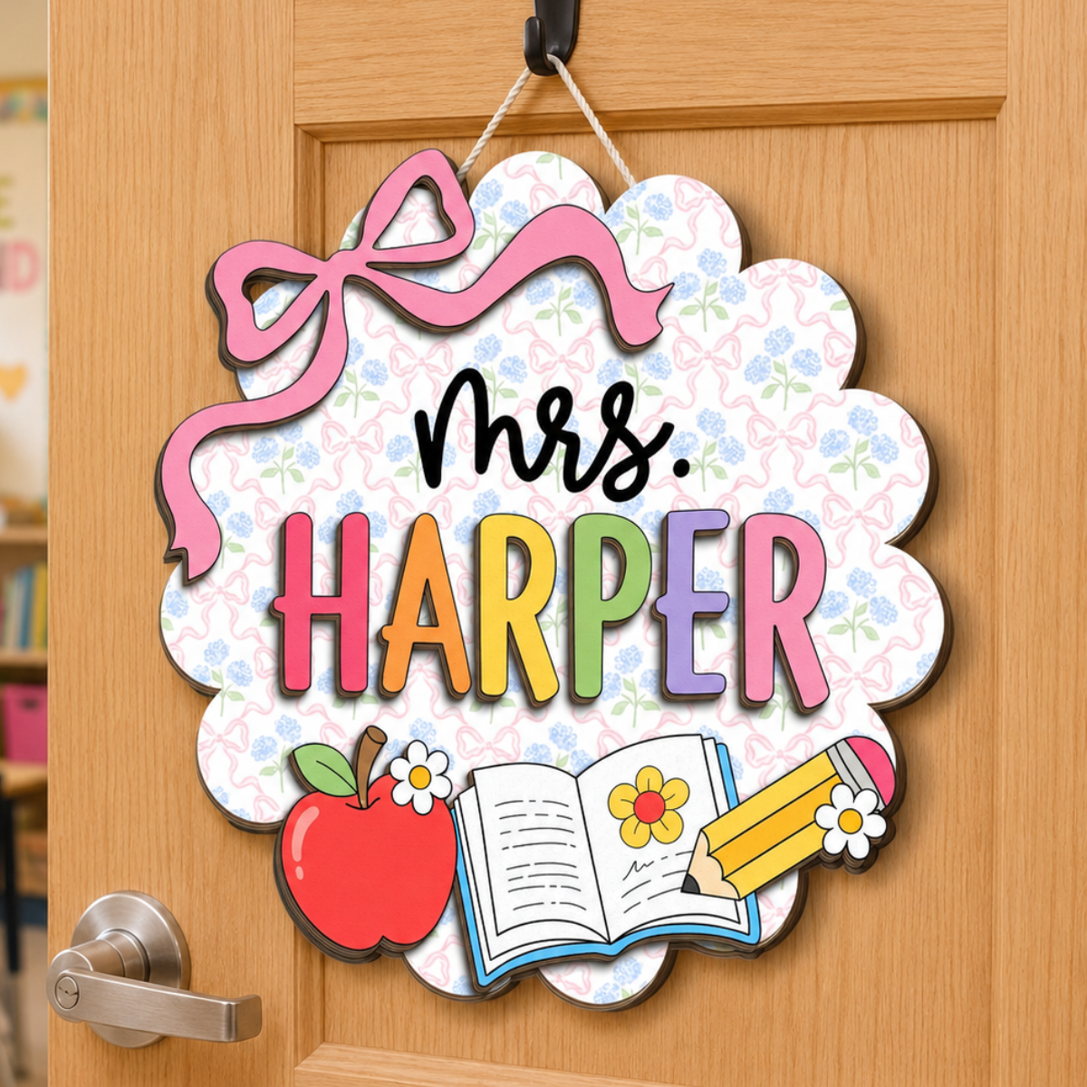 Custom Teachers 3D Welcome Door Sign Back To School Gift, Classroom Decor Teacher Name Door Hanger c63854cf-de58-43bd-bd07-22bc8d4deecb-banner-1.png