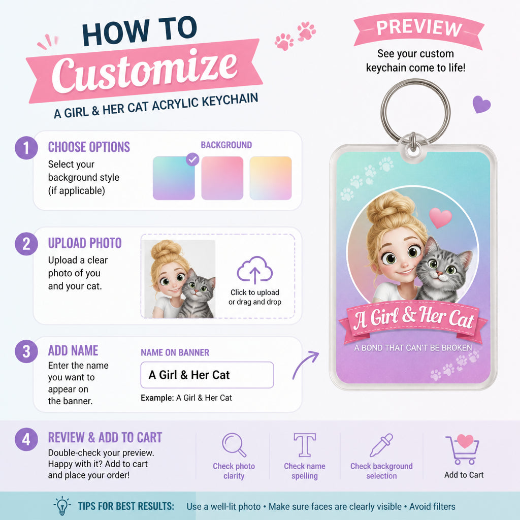 A Girl & Her Cat – Photo Portrait Acrylic Tag Keychain - Personalized Acrylic Tag Keychain c65a4702-b863-4f67-84a5-a852c8fa1fba.jpg
