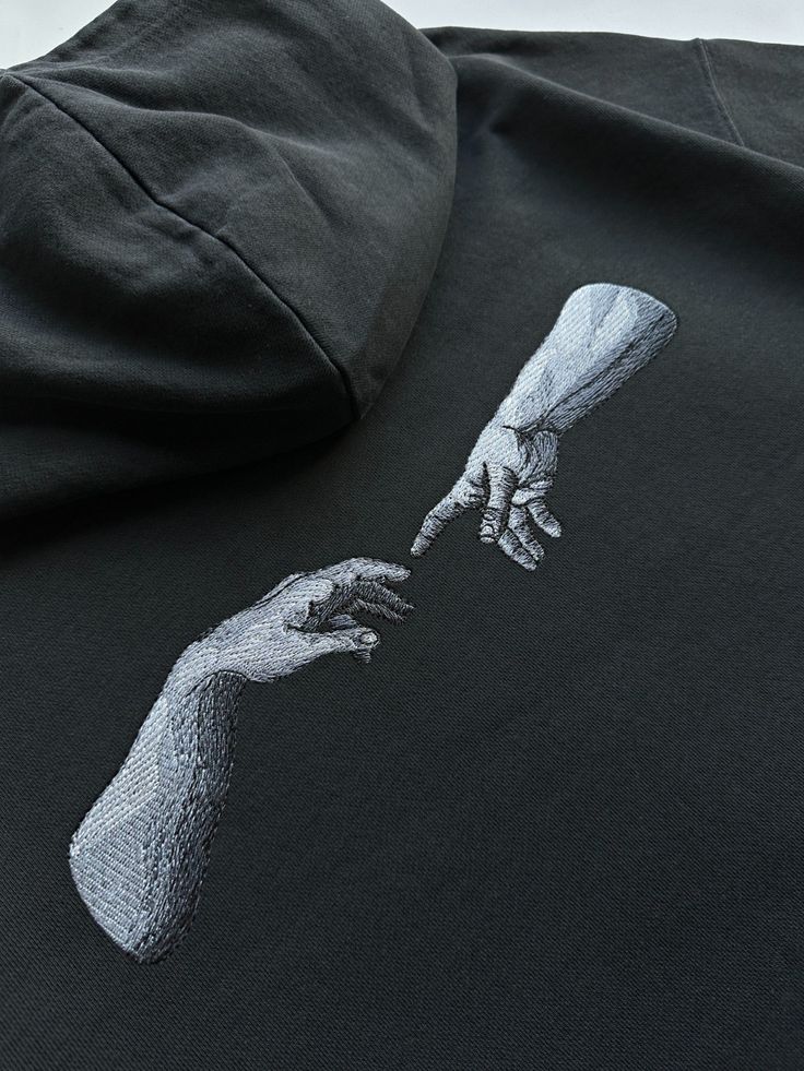 The Creation of Adam embroidery Hoodie