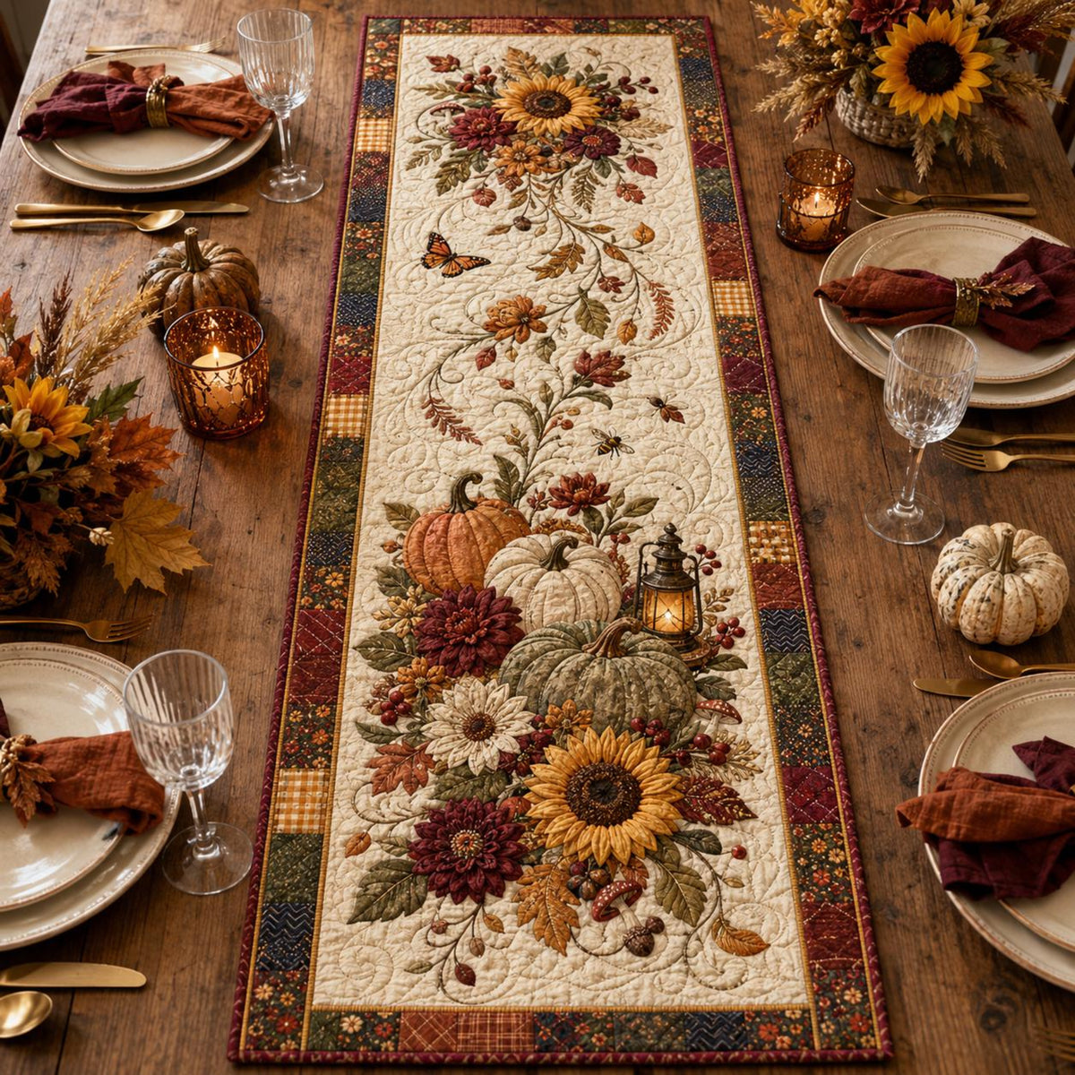 Quilted Sunflower & Pumpkin Table Runner, Fall Decor c67f43ed-5480-4d02-a69b-275051e4155b-1.jpg