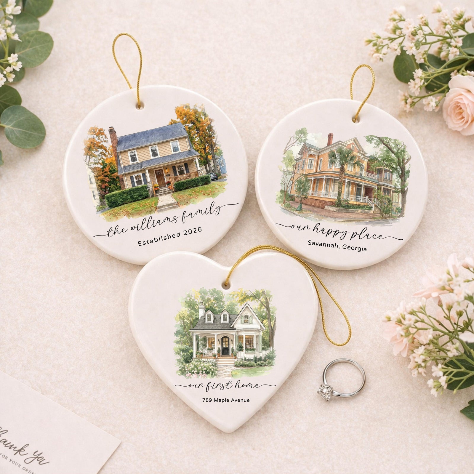 Custom Watercolor New Home Ornament l Personalized House Address Keepsake l Newly Wed Gift c6825351-8f63-413f-b0ee-5185a03aa532-1.jpg