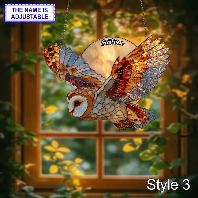 Owl and Moon Window Hanging Suncatcher, Owl Ornament, Night Sky Wildlife Decor, Rustic Forest Bird Custom Gift c695992b-f8f9-460e-ac84-401c5008f1ab-fd-3-.webp