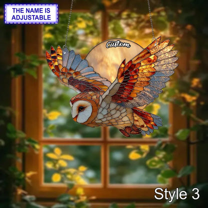 Owl and Moon Window Hanging Suncatcher, Owl Ornament, Night Sky Wildlife Decor, Rustic Forest Bird Custom Gift c695992b-f8f9-460e-ac84-401c5008f1ab-fd-3-.webp