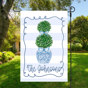 Personalized Topiary Garden Flag Mothers Day Gift Custom Family Name Flag Blue Chinoiserie Pot Preppy Porch Decor Cute Spring Yard Flag c6a7ea93-6768-4f7d-85c9-55628899618a-2.png