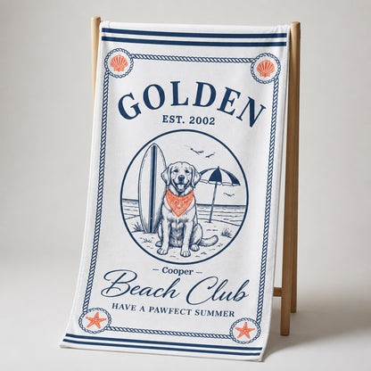 Golden Beach Club Personalized Dog Beach Towel - Personalized Beach Towel c6ae66b7-e8d3-4a3f-ab6d-53735be35f89.jpg