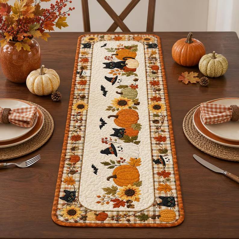 Quilted Halloween Table Runner, Ghost Pumpkin Fall Home Decor, Housewarming Gift for Black Cat Lover c6d61987-0b9c-4b72-a01d-0ce52c64fbdf-tyh-5-.jpg