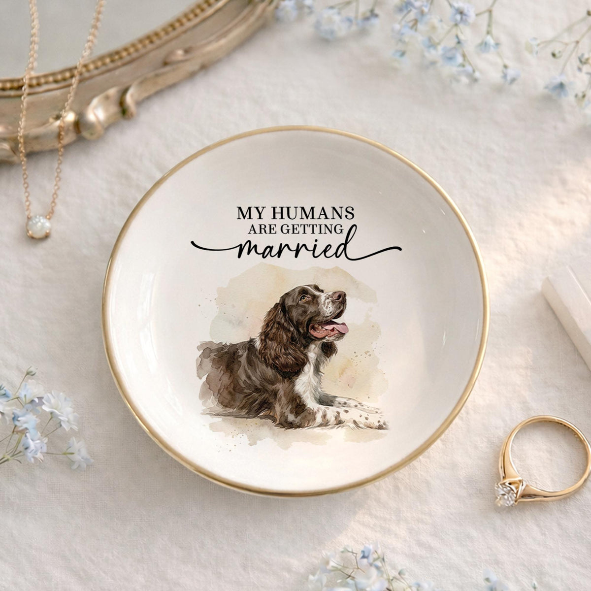 Dog Wedding Ring Dish My Humans Are Getting Married | Engagement Gift Ring Holder Ceramic Jewelry Dish Gold Rim c6eda2f8-8a85-472c-a84f-7a59b962b806-5.jpg